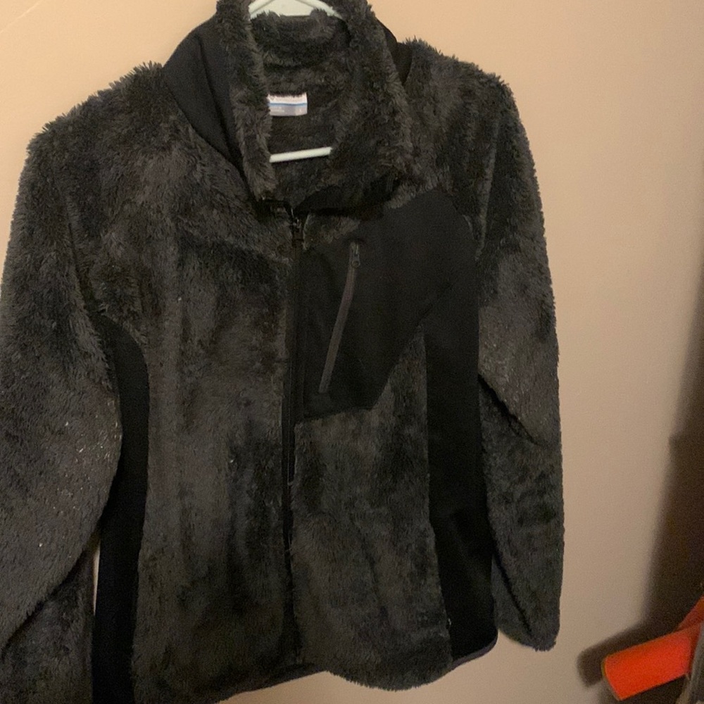 Columbia black furry coat